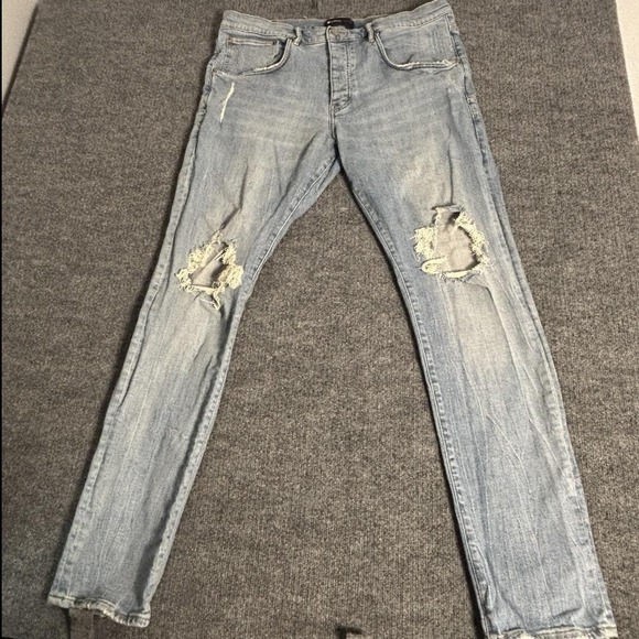 Purple Brand Other - Purple Brand Jeans Mens 38x34 Light Wash Distressed Button Fly‎ Rips FW2006JNS